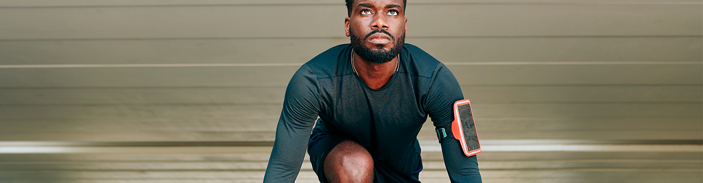 Hombre preparado para correr